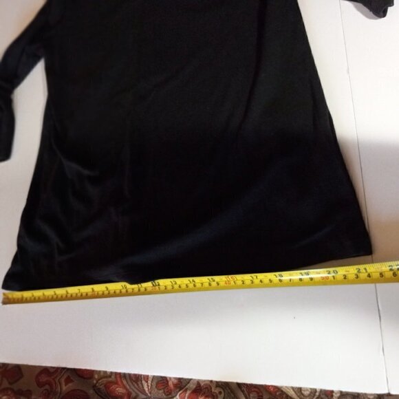 LIZ Claiborne  Blouse  Black V Neck 3/4 Sleeve Pull Over - Picture 3 of 9